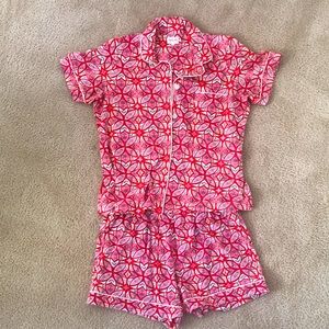 Womens Bed Head PJ Set Size Large Red and Pink Floral Pattern